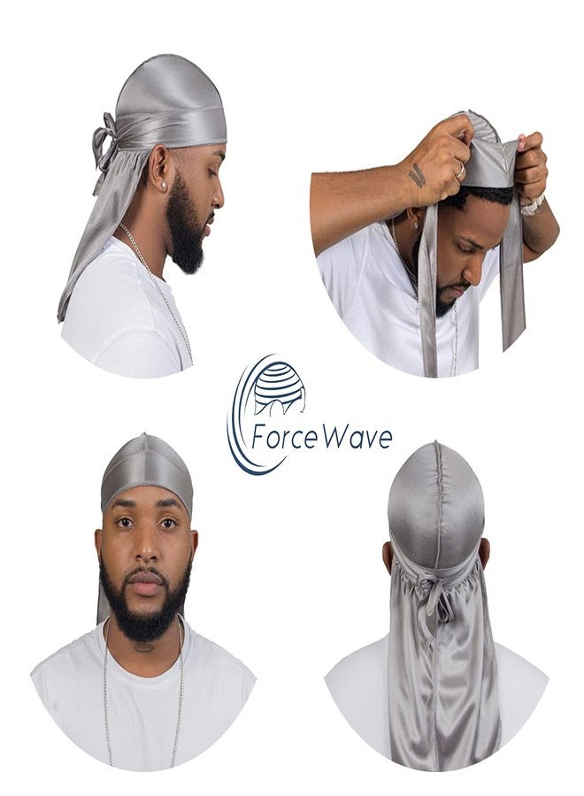ForceWave 10 Pieces Silky Durags Long Tail for Women Men Satin Durag 360 Wave, Dorag, 10 Pieces - Image 5